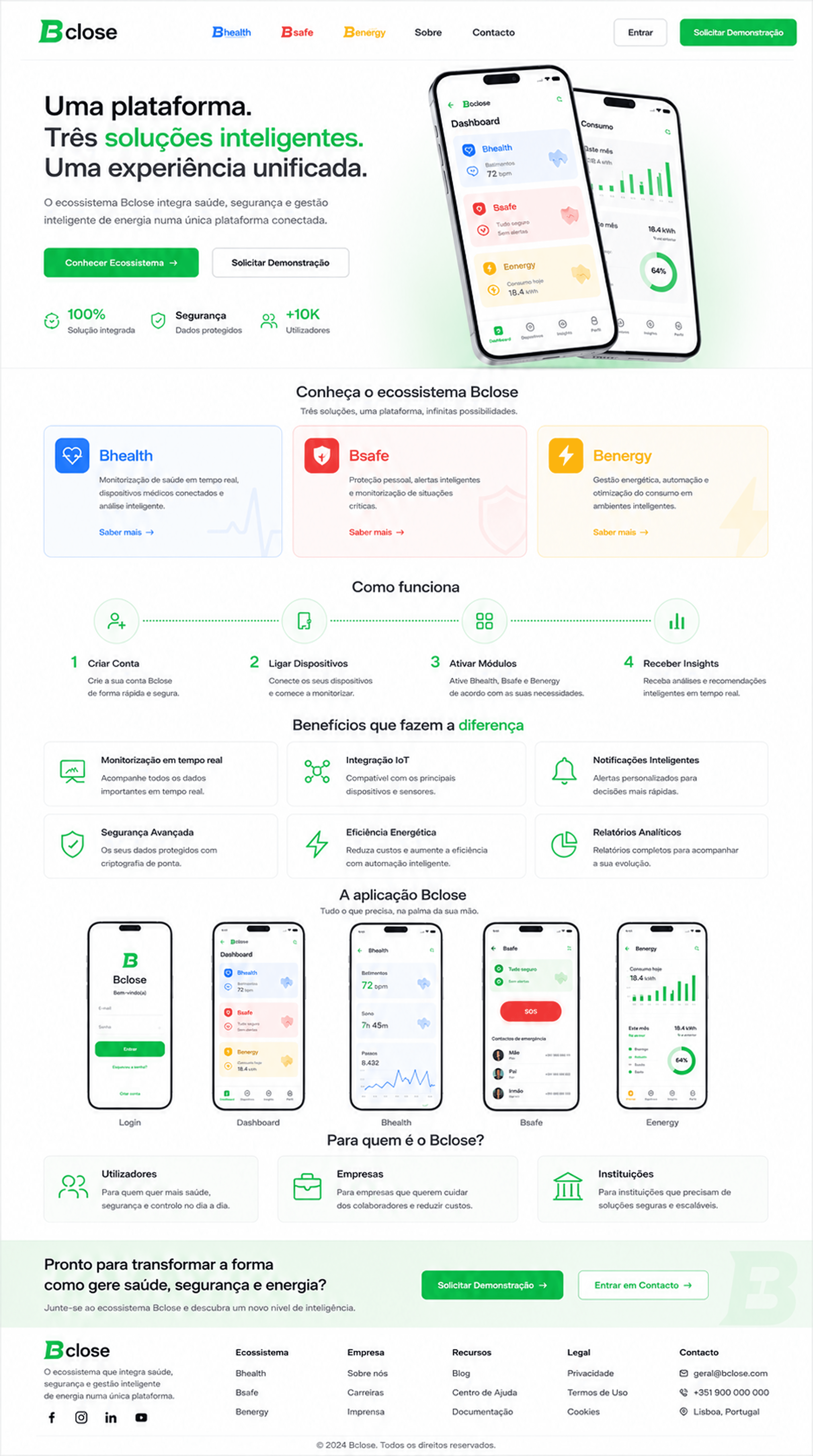 Preview da Landing Page Bclose